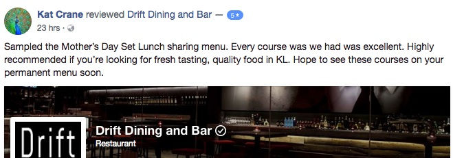 Drift Dining and Bar review