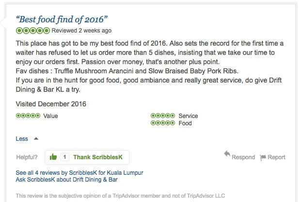 Drift Dining and Bar reviews