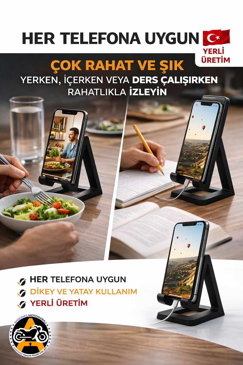 Evrensel Telefon Tutucu – Her Telefona Uyumlu Masaüstü Telefon Standı | Video İz