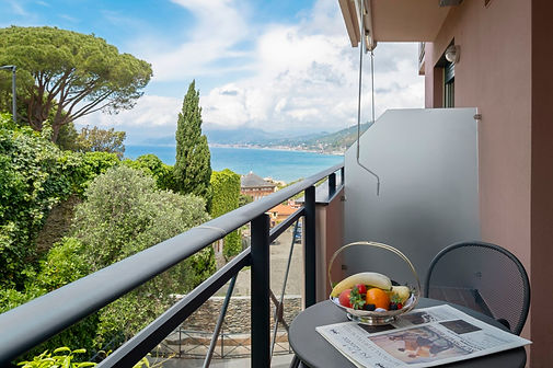 Beautiful partial sea view from the balcony at the hotel room