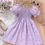 Thumbnail: Young Girl Ditsy Floral Print Puff Sleeve Shirred Dress