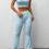 Thumbnail: Solid Tube Top & Flare Leg Pants Women's 2-Piece Casual Summer Outfit