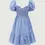 Thumbnail: MOD Gingham Print Puff Sleeve Knot Front Ruffle Hem Dress