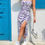 Thumbnail: Women's Floral Allover Print Spaghetti Strap Slit Pink Dress