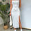 Thumbnail: Women's Floral Allover Print Spaghetti Strap Slit Pink Dress