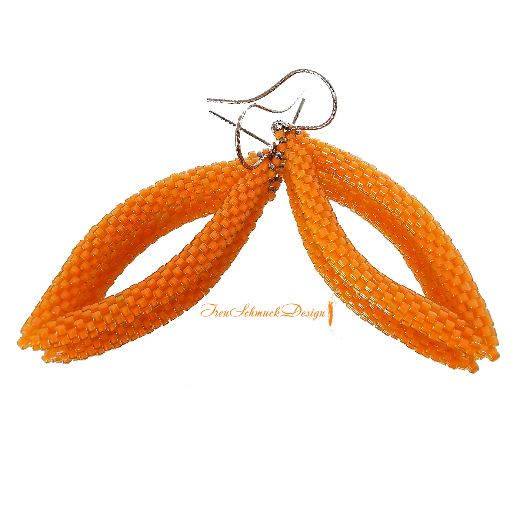 056-Ohrringe-RhodiumSilber-Gl.Perlen (2045/NeonOrange)