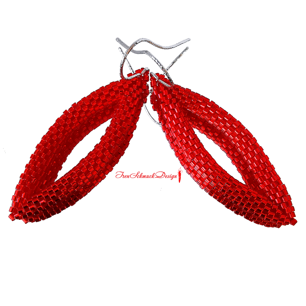 Thumbnail: 056-Set2 (Ohrringe+Anhänger)-RhodiumSilber-Gl.Perlen (0602/ChristmasRed)