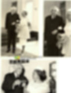 Monochrome collage of Sir Alexander Bustamante and his wife Gladys Maud Bustamante on their wedding day. She wears a white lace outfit and holds a bouquet, while he is dressed in a black suit. Two photos show them with intertwined arms, and a third shows them toasting with wine glasses.