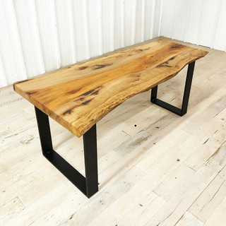 Live edge pecan table with metal legs