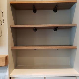 Oak shelves in living room