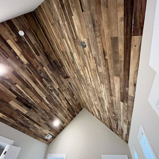 ceiling mixed hardwood paneling