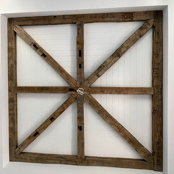 Hand Hewn Beams On Ceiling