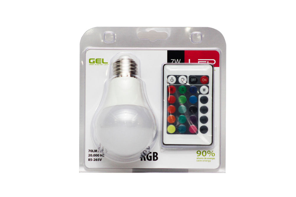 Bombillo RGB LED 7W C/Control Remoto GEL