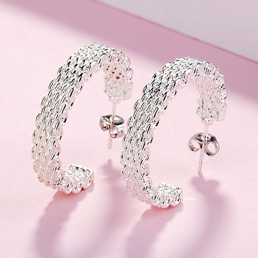 Silver Glow Hoops 925 Sterling Silve