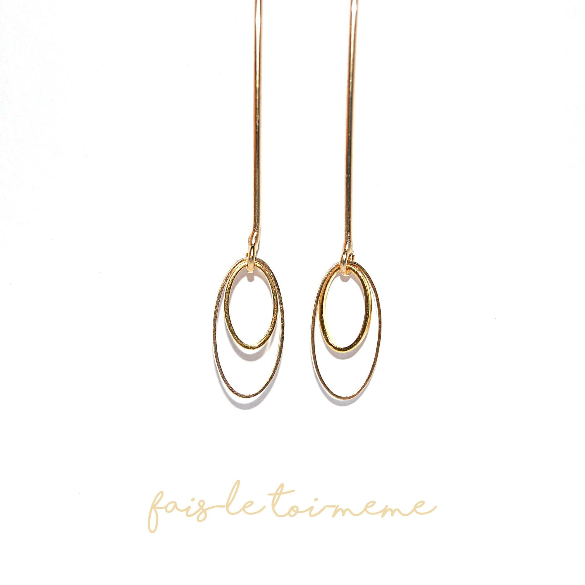 Boucles d'oreilles "harpon" ovales doré ou argenté