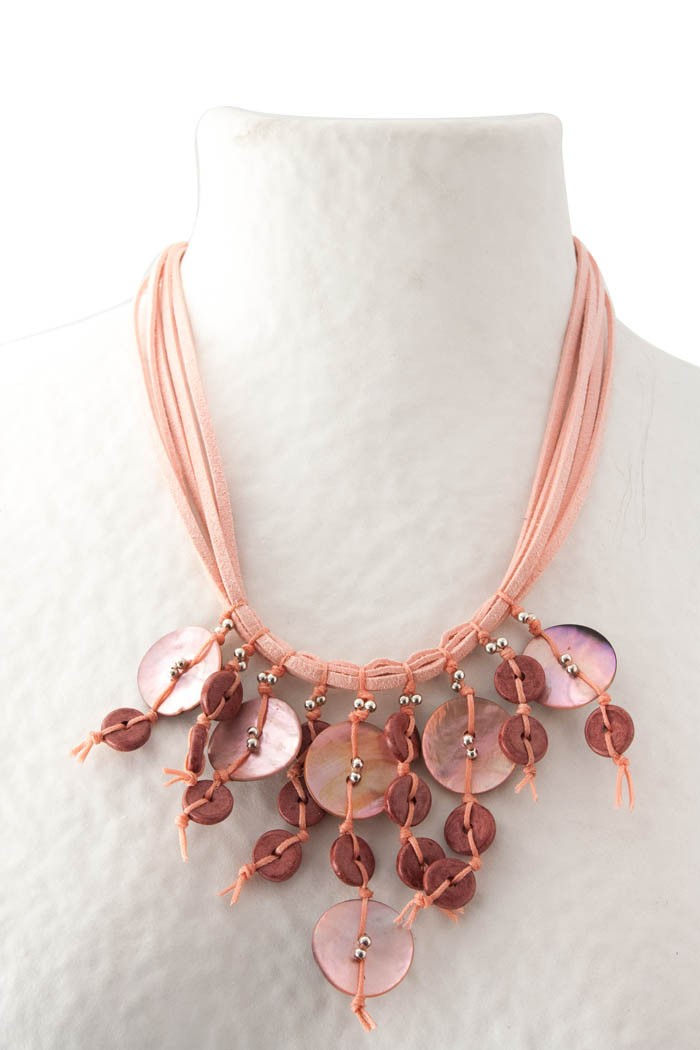 Miniature : Collier boutons de nacre et daim