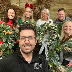 Ryan and workshop attendees with their wreathes