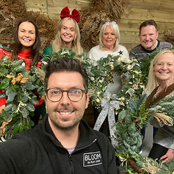Ryan and workshop attendees with their wreathes