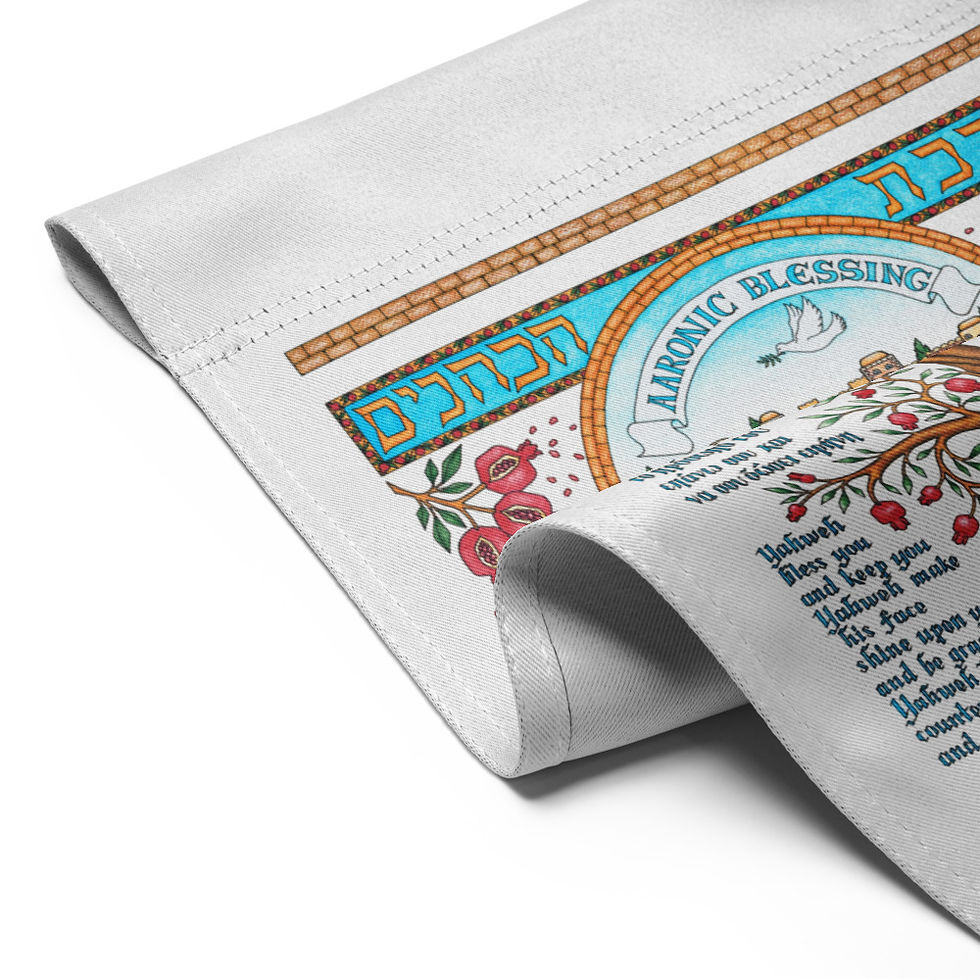 Thumbnail: Aaronic Priestly Blessing garden flag color pencil drawing Greek Hebrew German English outdoor décor