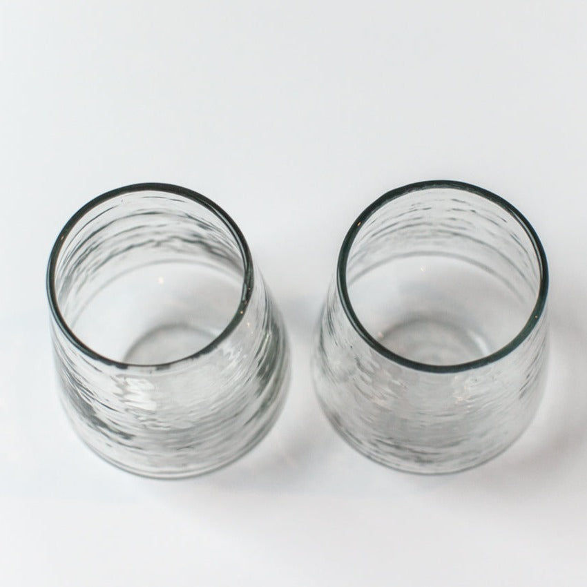 Thumbnail: Handblown Hammered Glass Water Tumbler, Clear - se