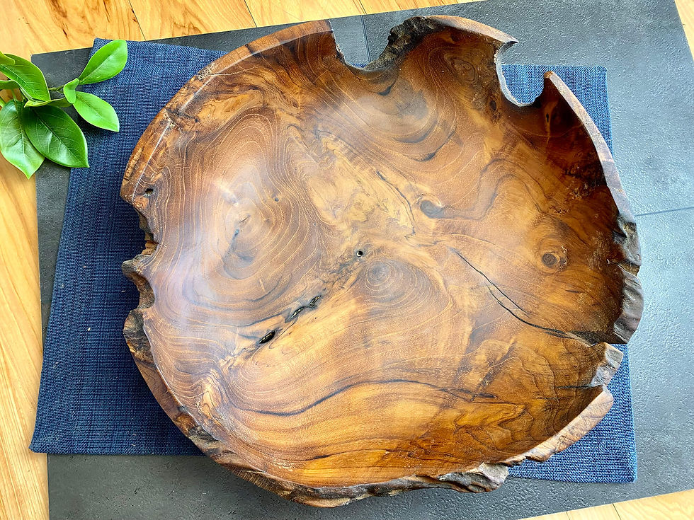 Thumbnail: Tuckahoe Hardwoods - Live Edge Large Wooden Root Bowls - Teak - Hand Carved