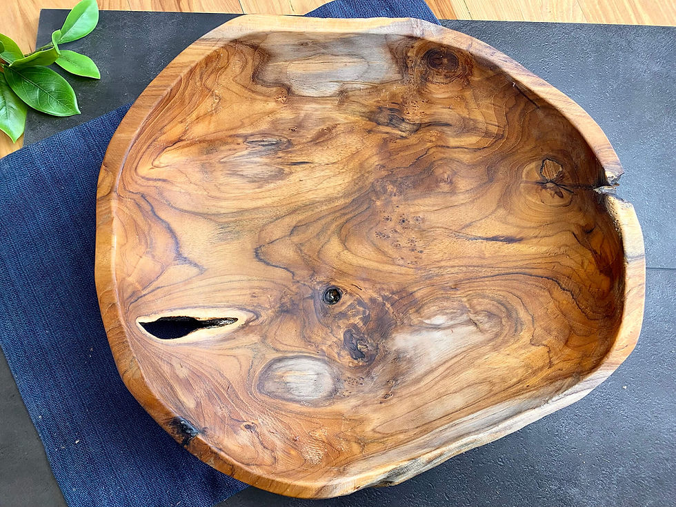 Thumbnail: Tuckahoe Hardwoods - Live Edge Large Wooden Root Bowls - Teak - Hand Carved