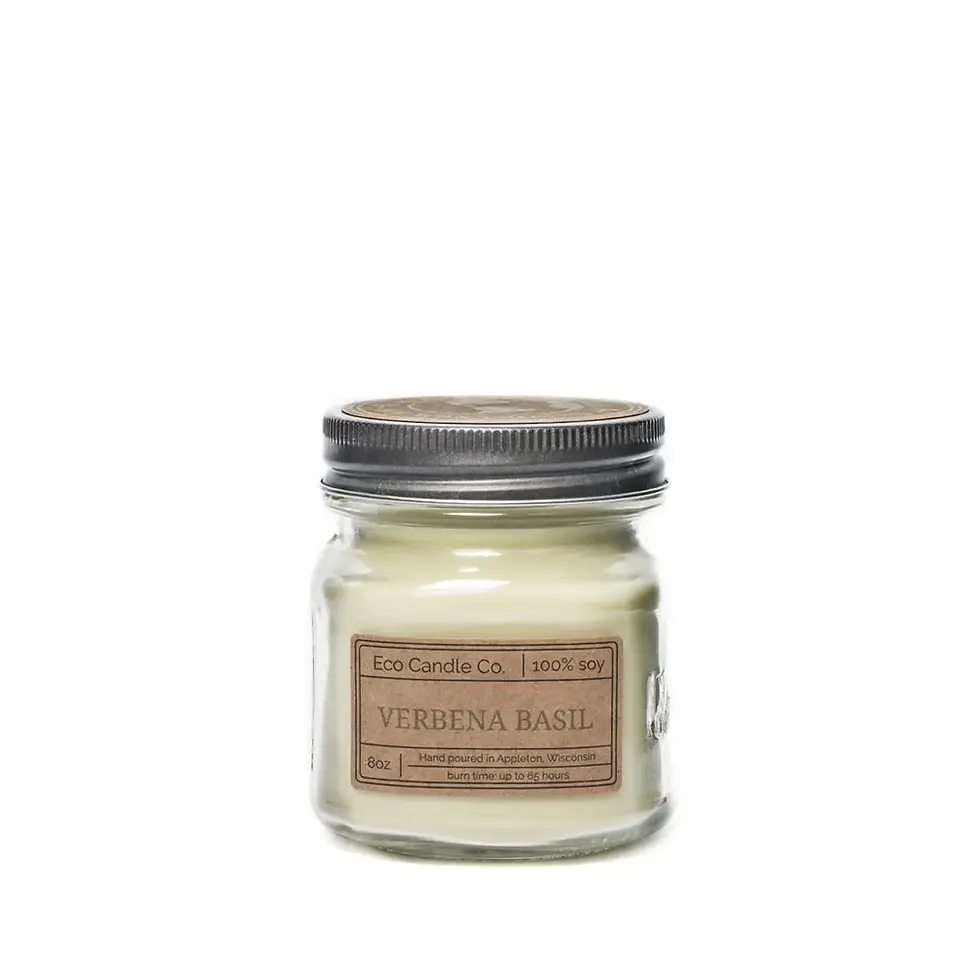8oz Mason Jar EcoCandle - Verbena Basil