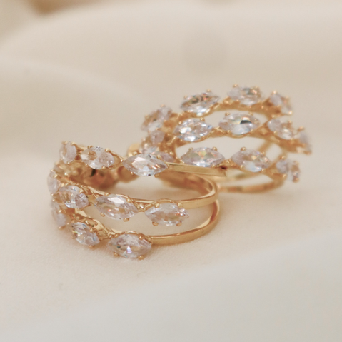 luxurious gold plated waterproof chunky hoop earrings with diamonds