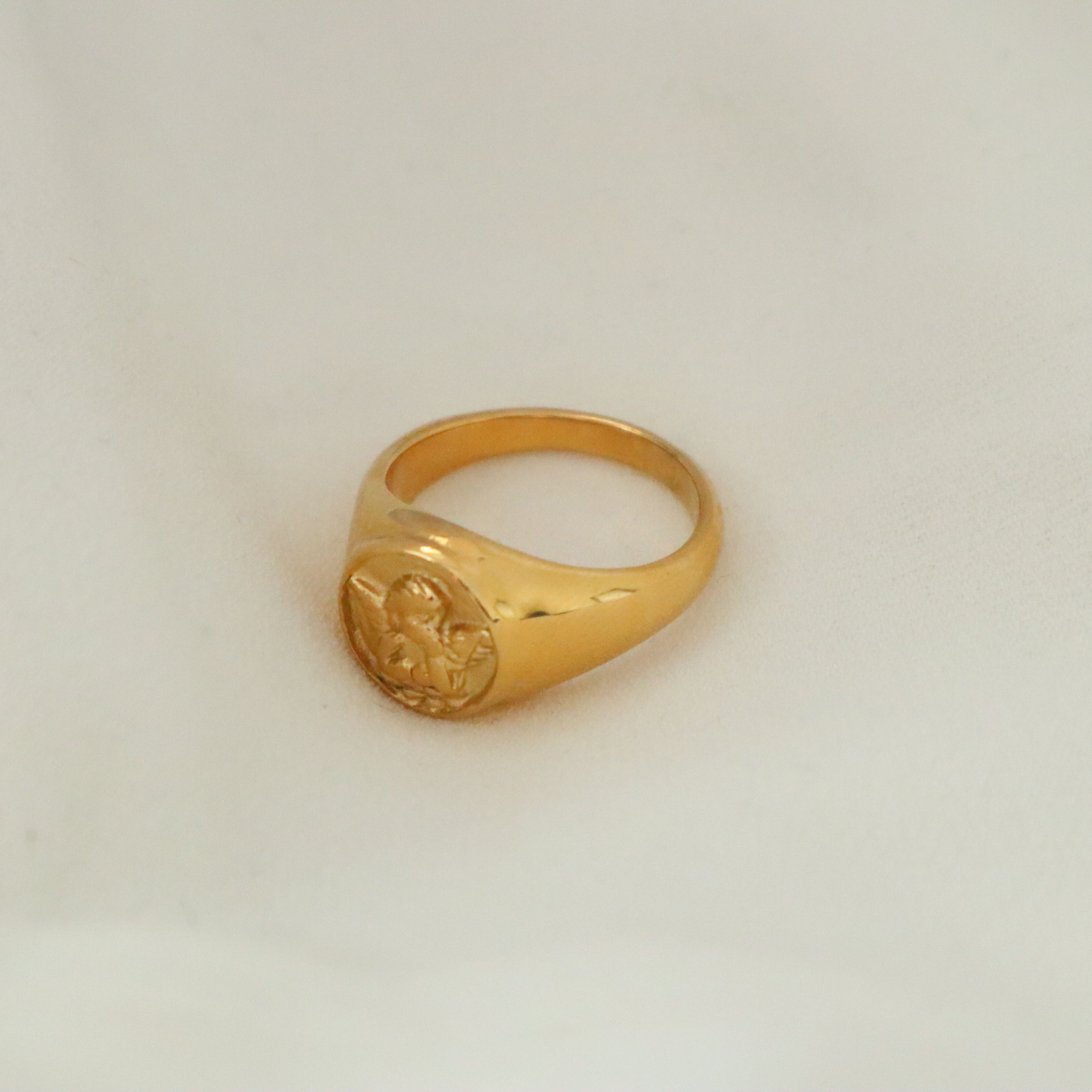 Chunky Gold Angel Ring