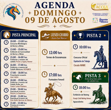 GOBIERNO DE AGS - AGENDA DOMINGO 9 DE AGOSTO FERIA INTERNACIONAL DEL CABALLO 2026