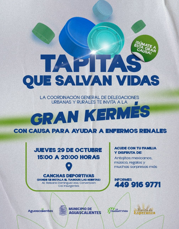 MUNICIPIO DE AGS - INVITA COORDINACIÓN DE DELEGACIONES MUNICIPALES A LA KERMÉS CON CAUSA “TAPITAS SALVAN VIDAS”