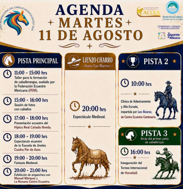 GOBIERNO DE AGS - AGENDA MARTES 11 DE AGOSTO FERIA INTERNACIONAL DEL CABALLO 2026