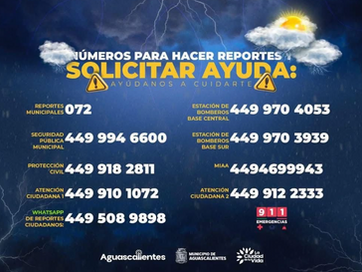 MUNICIPIO DE AGS - NÚMEROS PARA HACER REPORTES Y SOLICITAR AYUDA