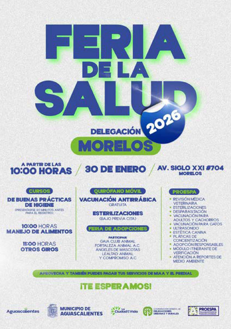 MUNICIPIO DE AGS - SE REALIZARÁ LA PRIMERA FERIA DE LA SALUD PÚBLICA MUNICIPAL 2026