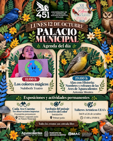 MUNICIPIO DE AGS - AGENDA DEL DÍA 12 DE OCTUBRE FESTIVAL CULTURAL DE LA CIUDAD 2026
