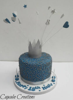 18th Birthday cake with handmade edible crown