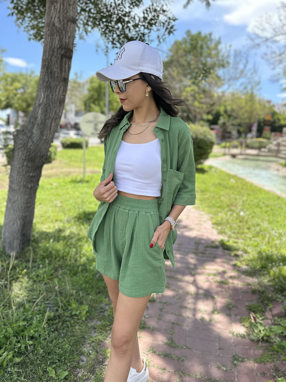 MÜSLİN ŞORTLU TAKIM YEŞİL