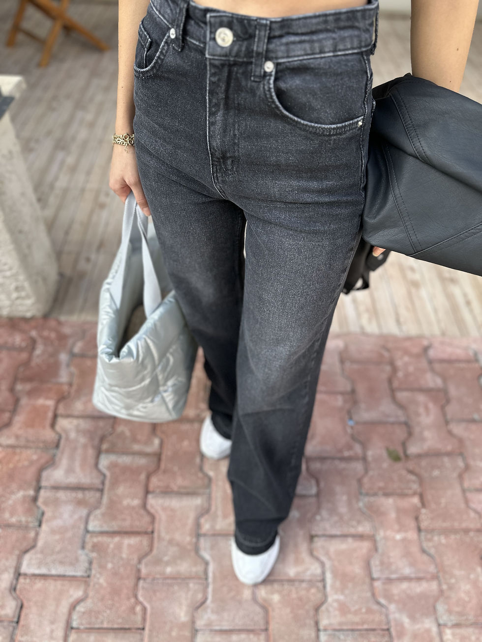 ORJİNAL MARKA ETİKETLİ WIDE LEG JEAN SİYAH