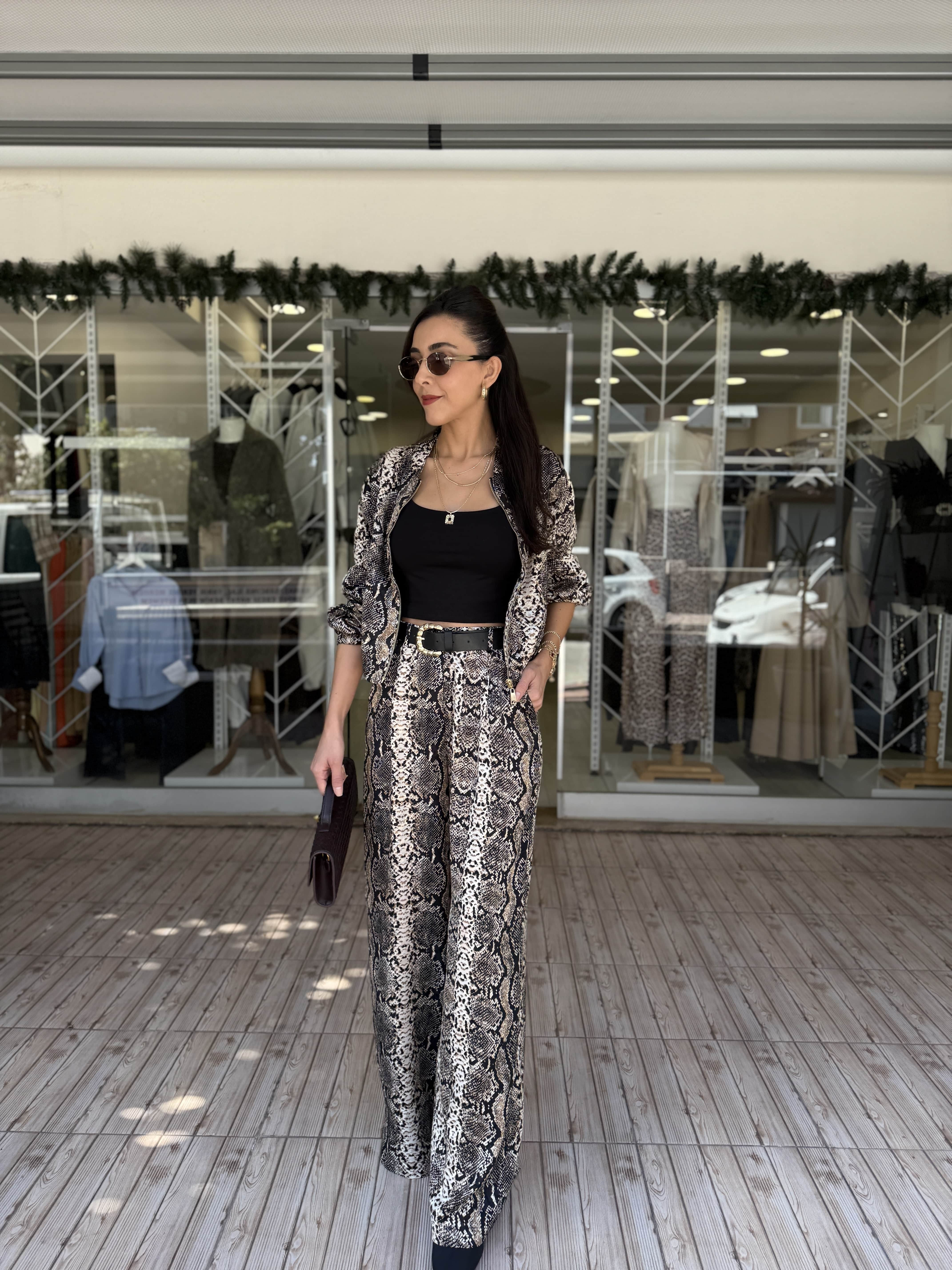 HAYVAN DESEN KEMERLİ PANTOLON