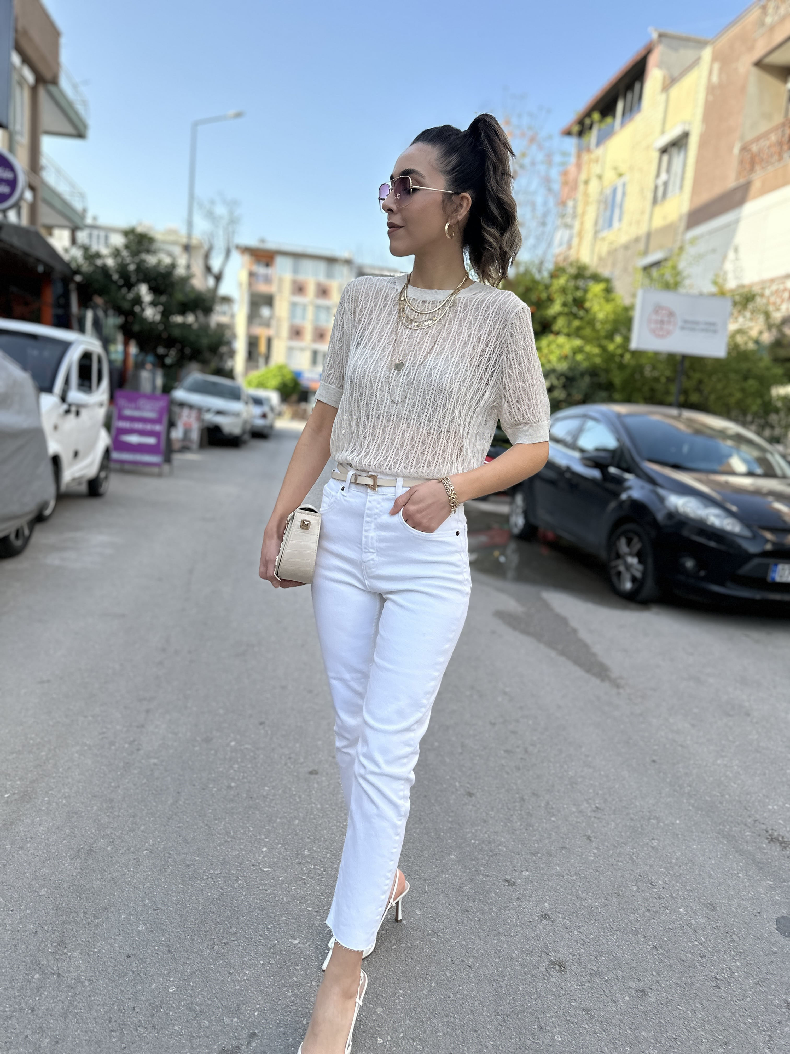 TRANSPARAN KISA KOL TRİKO