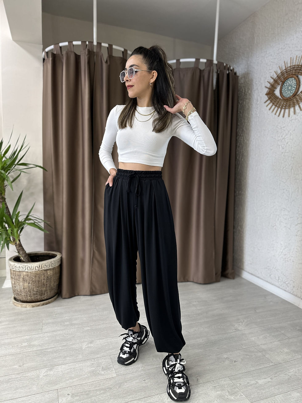 PİLE DETAYLI OYS.PANTOLON SİYAH