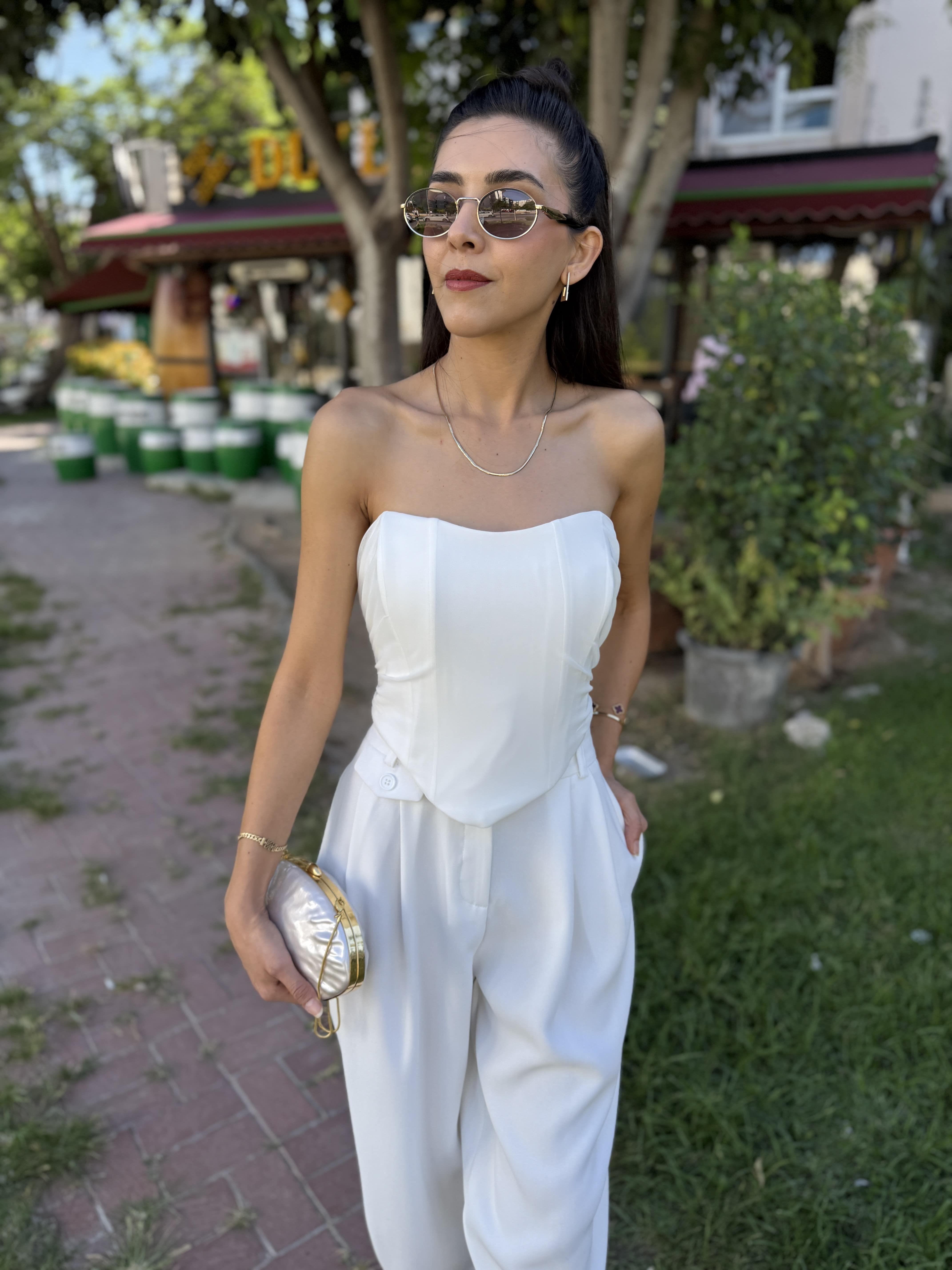 TÜL DETAYLI BÜSTİYER BEYAZ