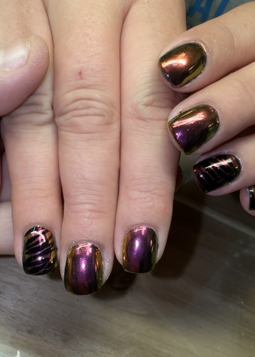 Multicolor chrome with striped accents by Sherry Ball