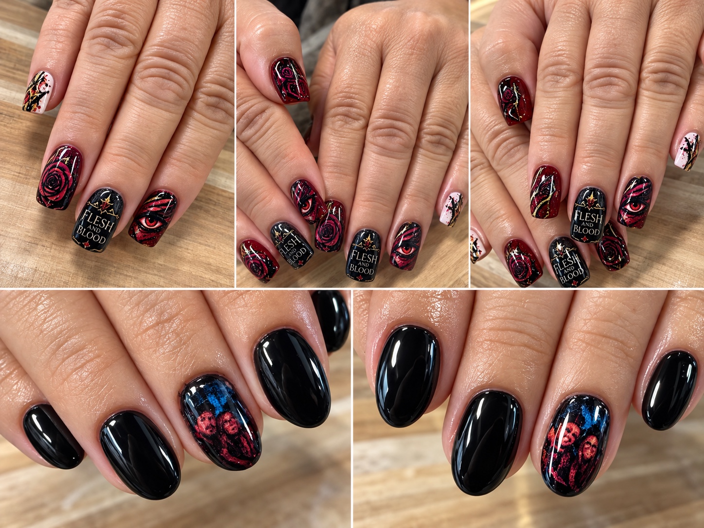 Black and red gothic nail-art collection by Sherry Ball
