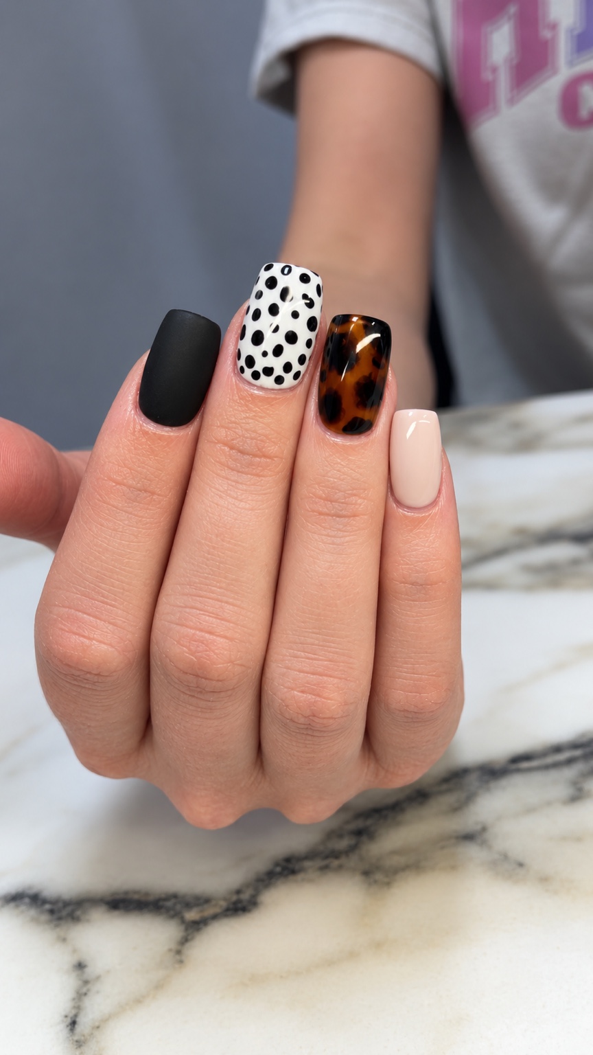 Tortoiseshell and polka-dot accents by Tiffany Campbell