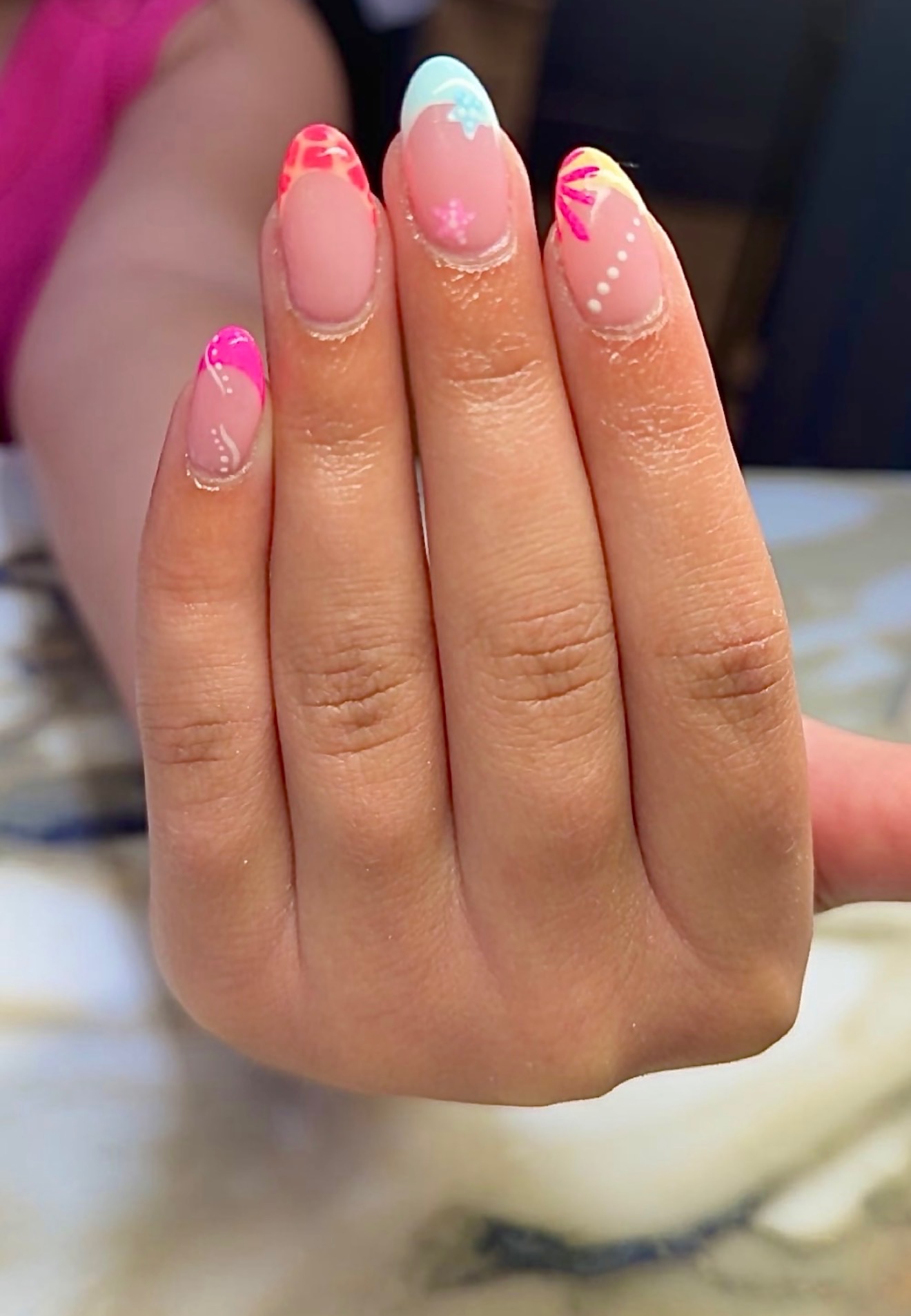 Pastel floral French tips by Tiffany Campbell