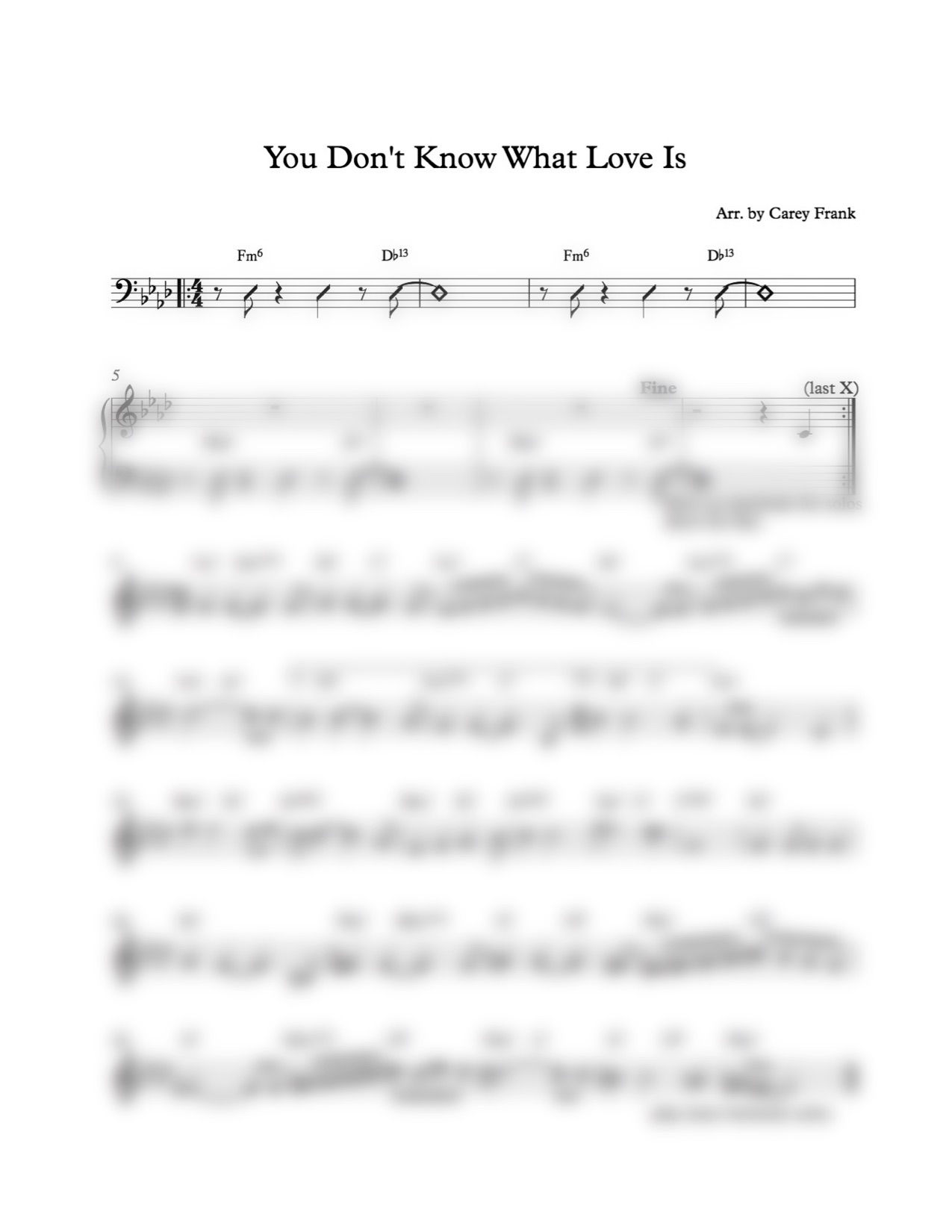 Sheet Music to "You Don't Know What Love is"