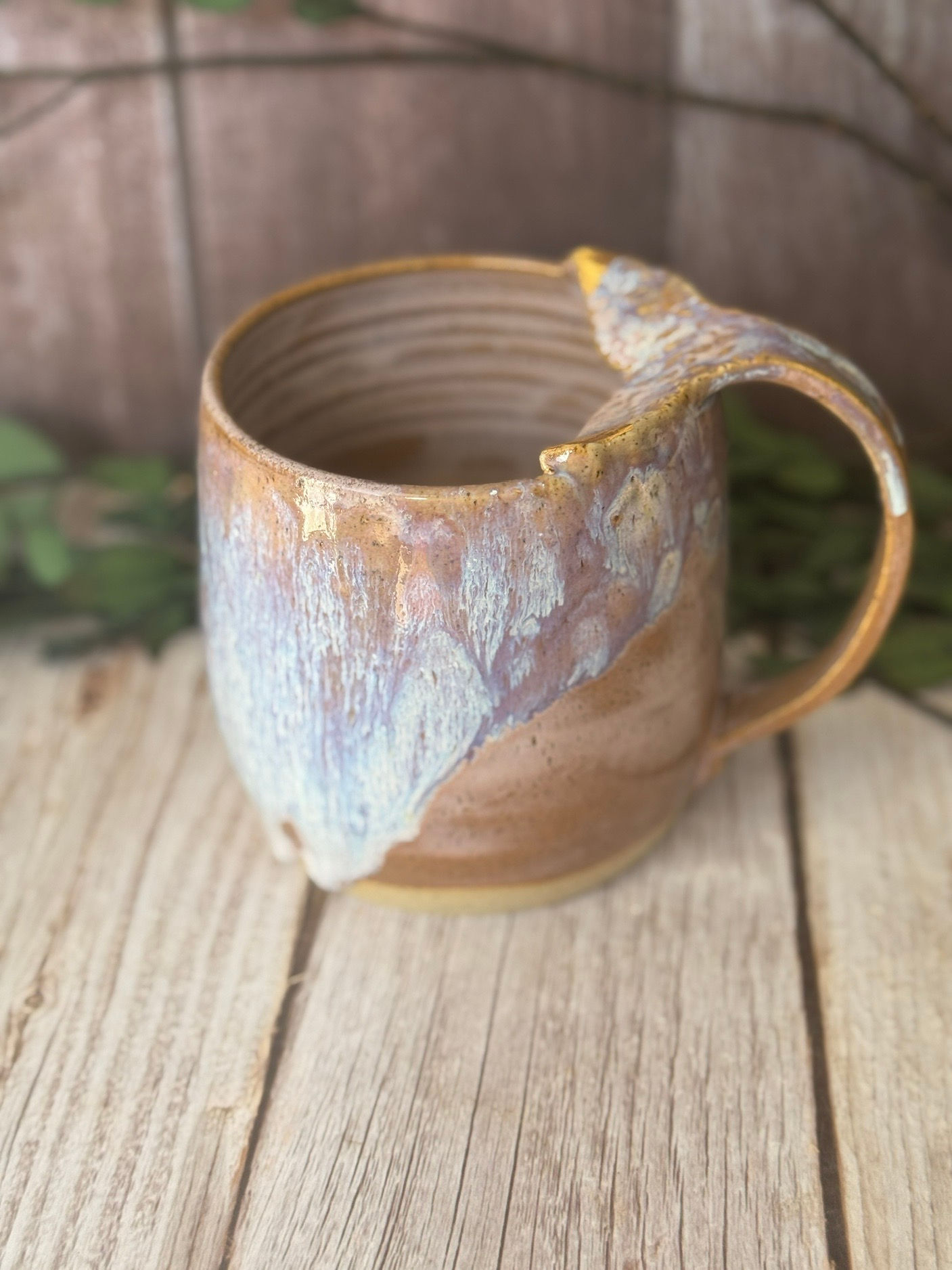 Jumbo Whale tail handle mug - Purple with white spots