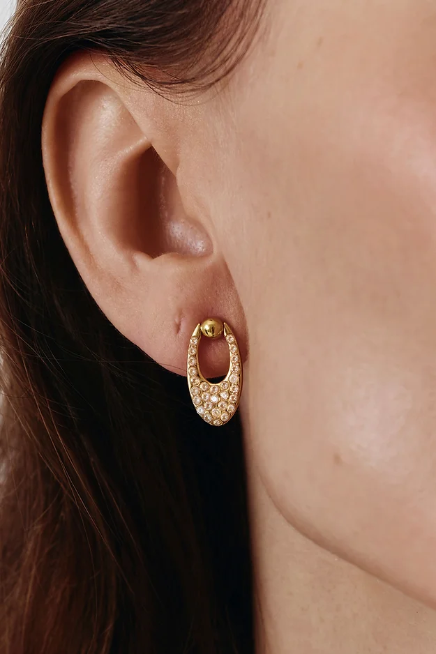 Earrings with tiny diamonds