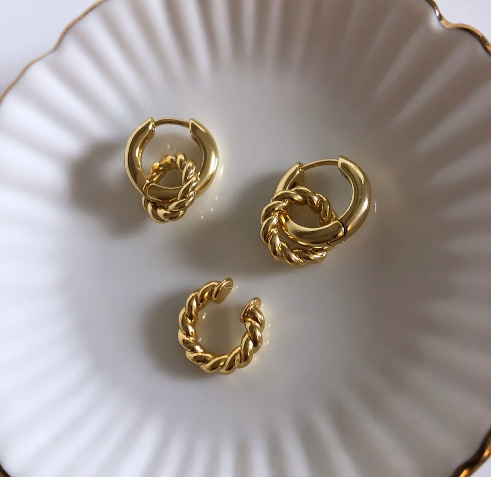 Thumbnail: Gold Twisted Charm Hoops